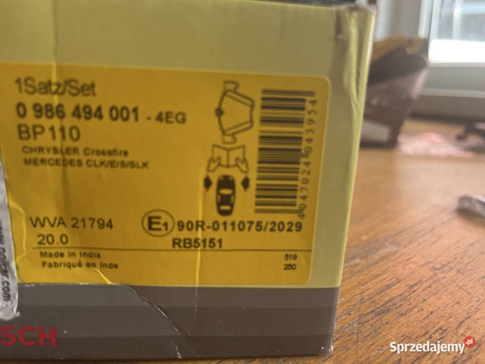 Klocki hamulcowe Bosch 0 986 494 001 BP110 Przeźmierowo