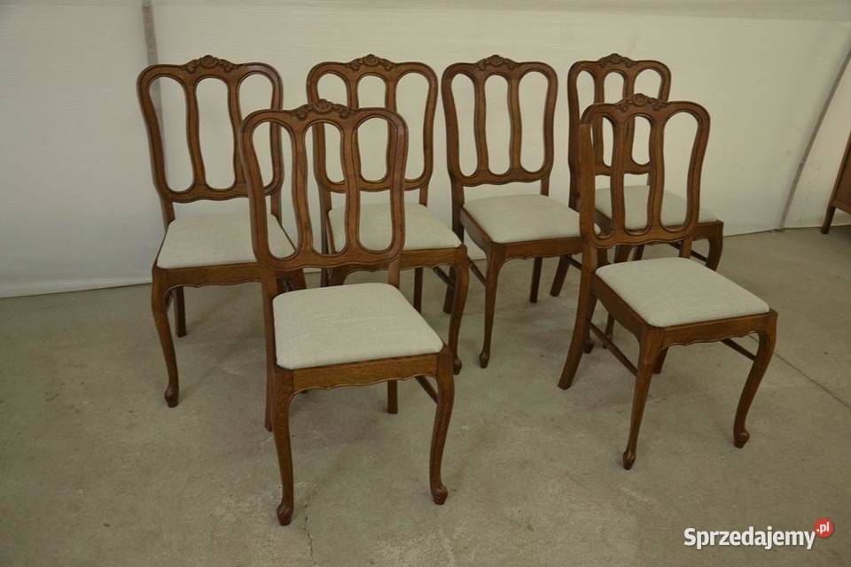 krzesła ludwikowskie komplet 6 krzeseł Poddębice