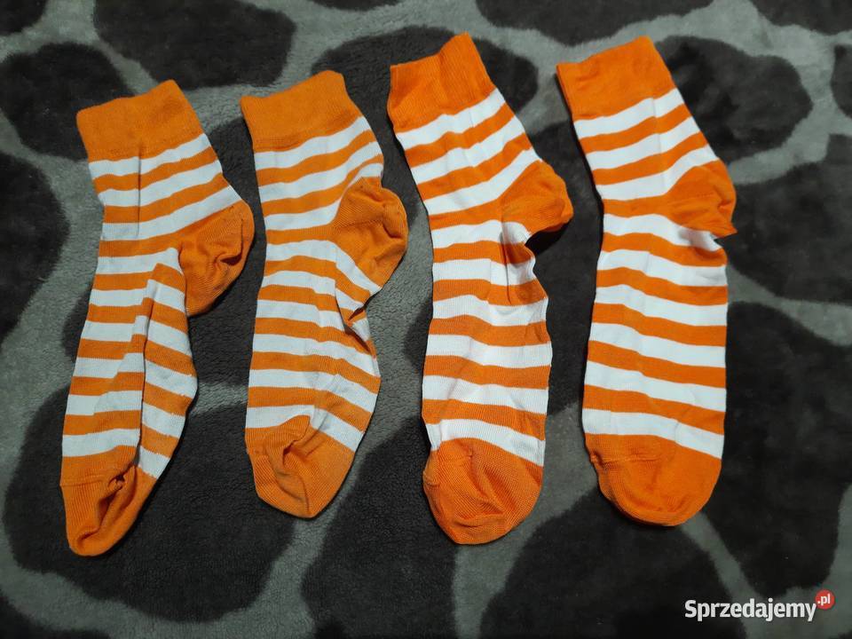 Skarpetki w paski biało pomarańczowe Calzedonia