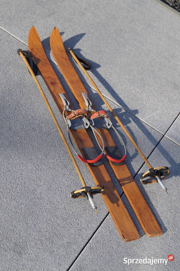 Stare narty dziecięce 100 kijki w komplecie Pruchnik