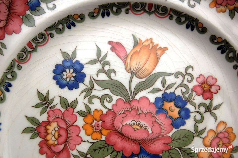 Trzy talerze deserowe vintage w kwiaty Pontesa lubelskie Lublin