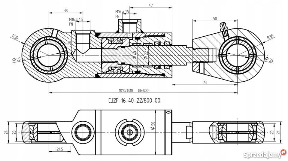 Siłownik Hydrauliczny 40x22 Skok 800 Mocowania Solec Kujawski