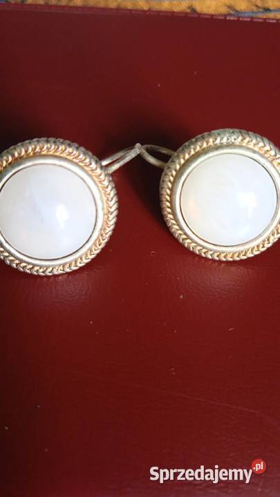 ZŁOCONE KOLCZYKI Z MLECZNYM KAMIENIEM Piła