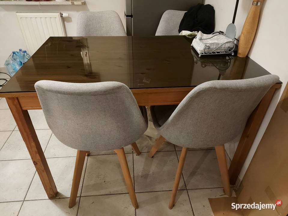 Stół Jokkmokk Ikea drewno sosnowe z szybą Stoły, krzesła, biurka Kraków