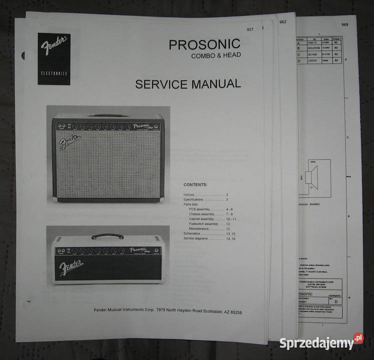 Fender Prosonic Service Manual instrukcja Fender pomorskie