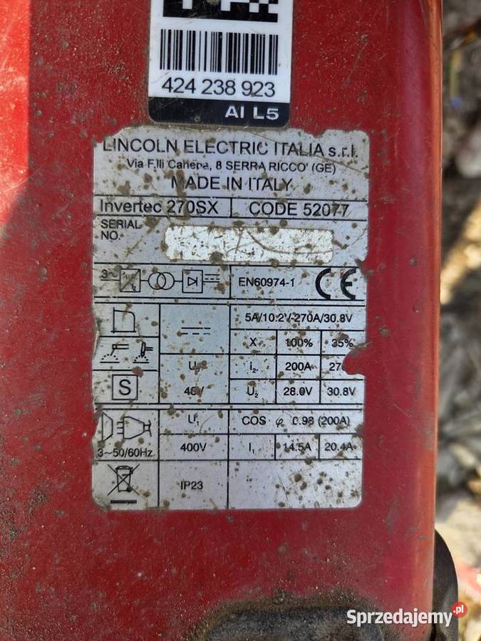 Spawarki inwertorowe Lincoln 270SX USZKODZONE Topołowa