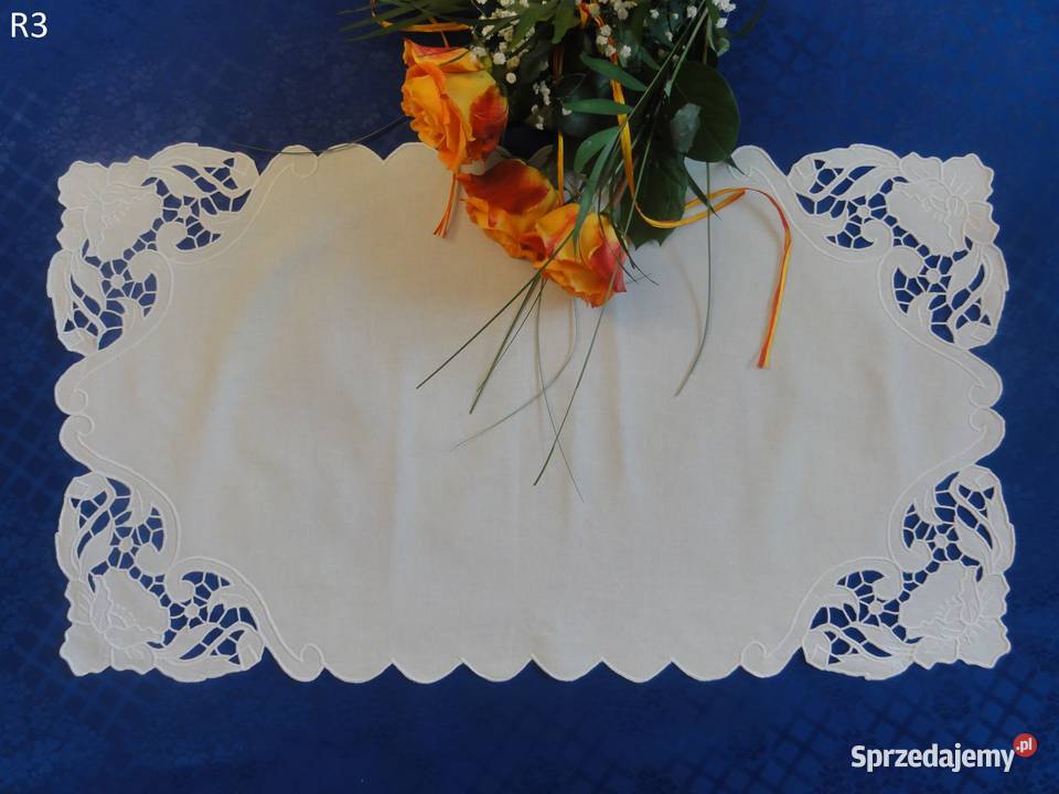 Serwetki białe wyszywane haft Richelieu
