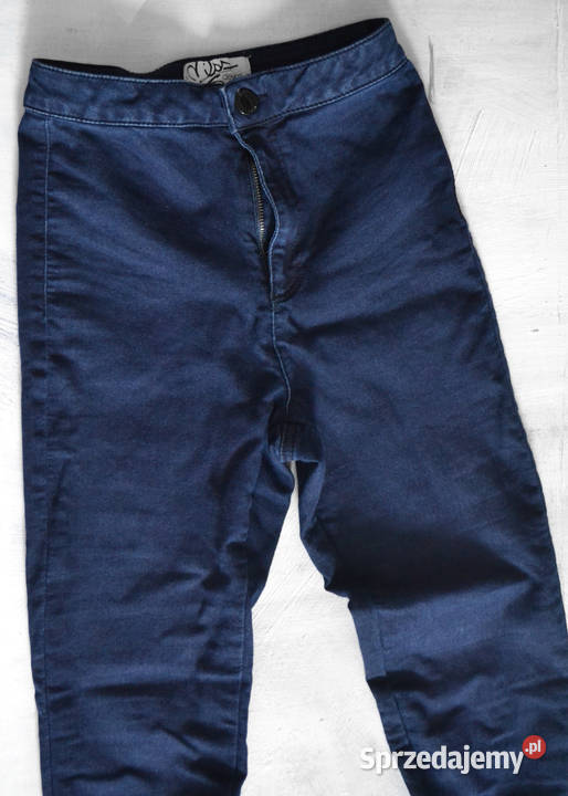 granatowe spodnie z wysokim stanem S slim fit Spodnie Warszawa