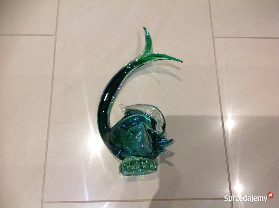 Stara Szklana Ryba Zielone Szkło Dekoracja Nowa Sól