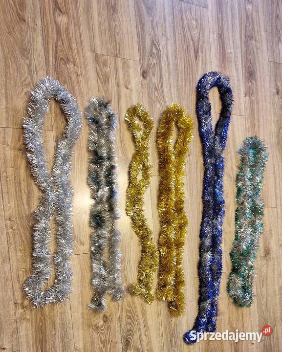 łańcuchy na choinkę zestaw 6 srebrne złote Kraków