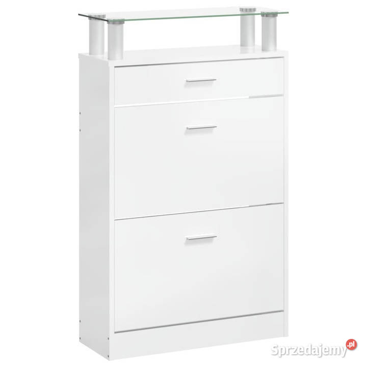 Szafka na buty wysoki połysk biała 63x24x104
