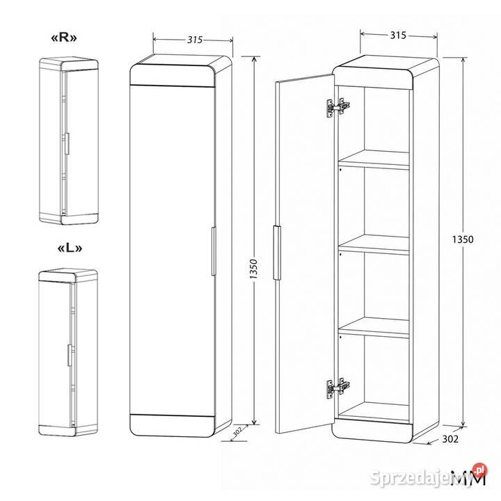 Szafka łazienkowa wisząca TERRA 1D 135cm