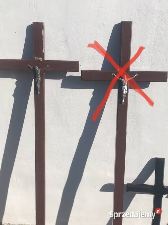 Duży Krzyż drewniany nagrobny grobu mały krzyż