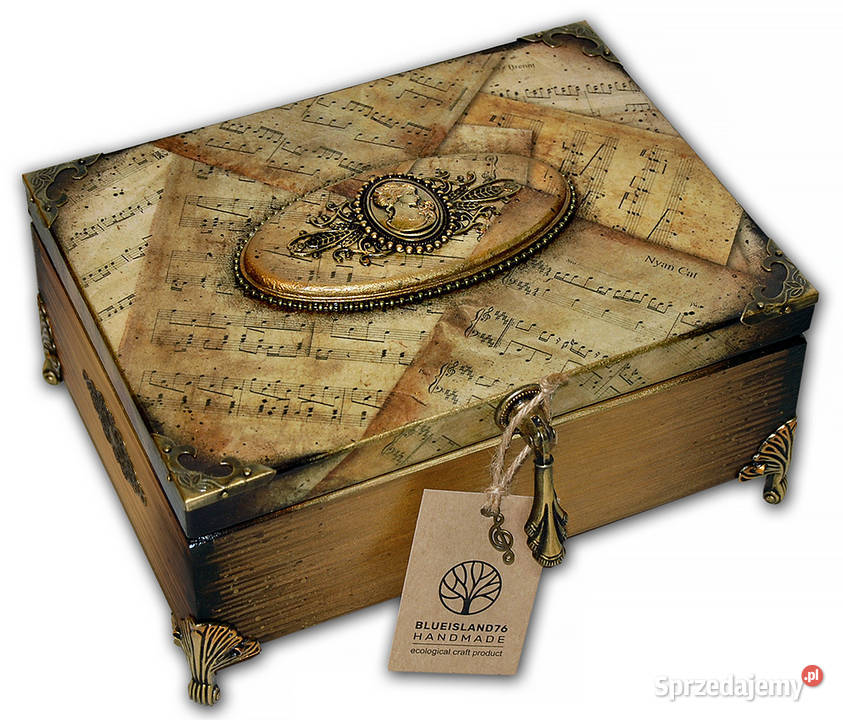 HERBACIARKA drewniana SZKATUŁKA vintage NUTY kujawsko-pomorskie Bydgoszcz