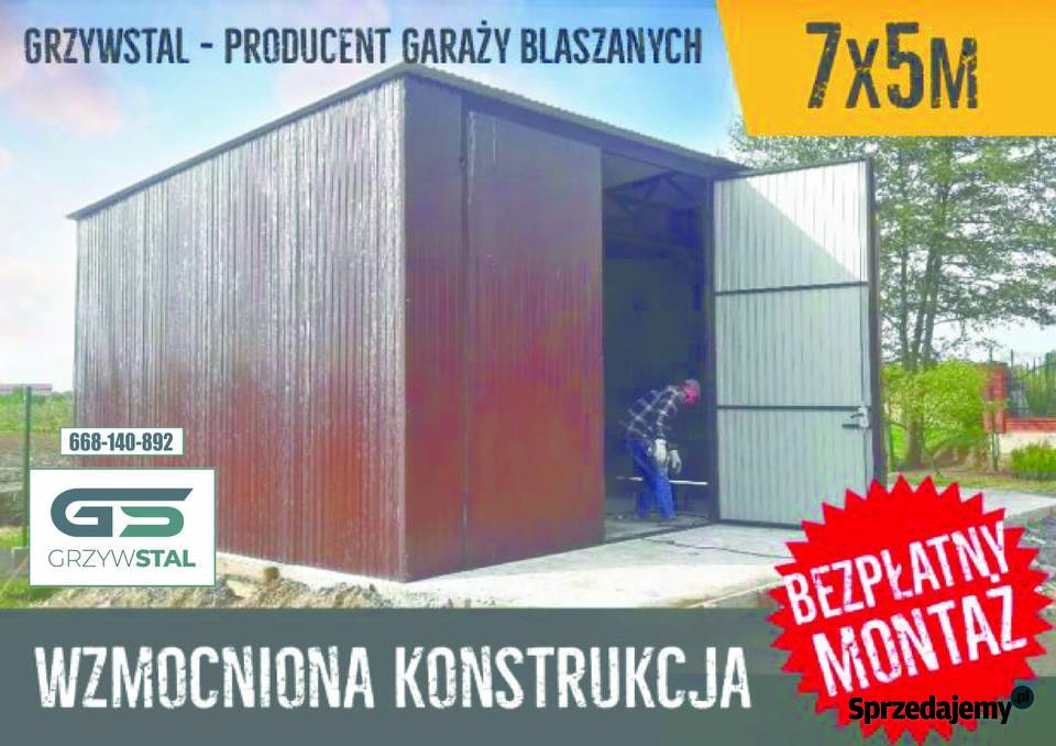 Wysoki GARAŻ BLASZANY Wiata Hala Magazyn warmińsko-mazurskie Braniewo