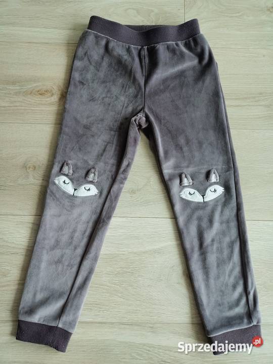 Spodnie dziewczęce dresowe welurowe grafitowe Rozmiar 116