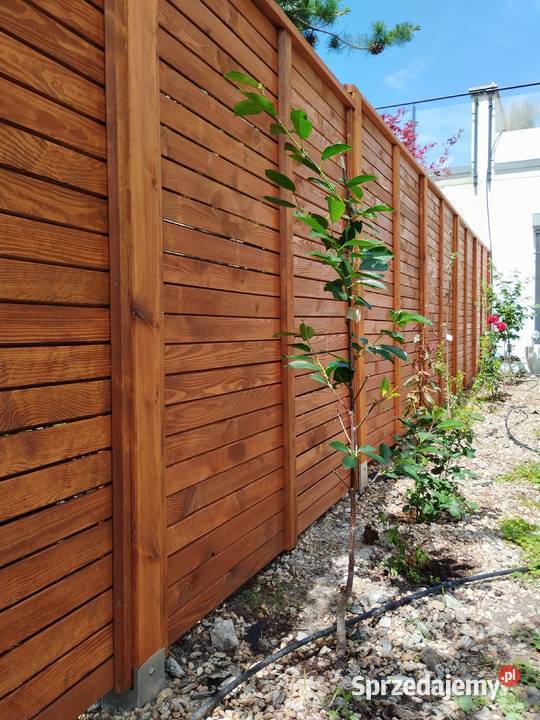 Panel ogrodzeniowy lamelowy pionowy przęsło drewno śląskie Kalety