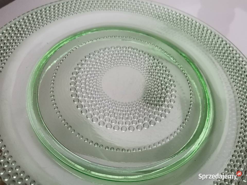 Stara zielona patera talerz szkło Art Deco Katowice