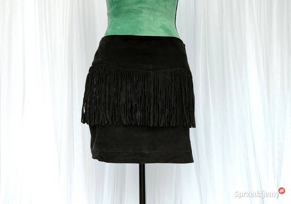 Skórzana spódnica mini Mango 36 S skóra zamsz Szczecin