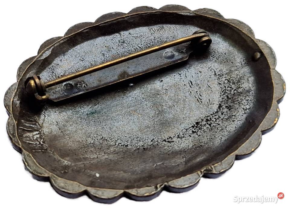 VINTAGE BROSZA Z ZIELONYYM JADEITEM STYL ART śląskie Częstochowa