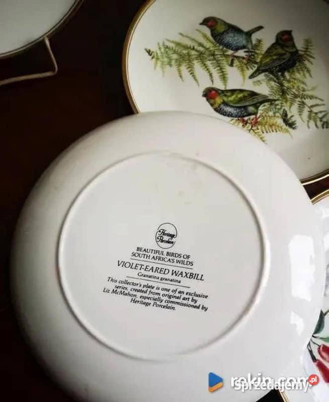 Z bażantami talerzyk deserowy z białej porcelany pomorskie Gdańsk sprzedam