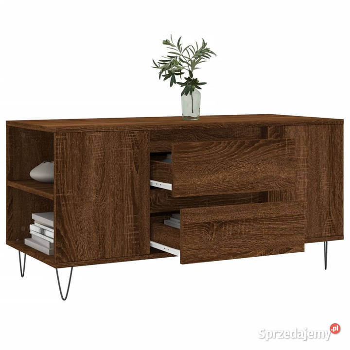 Stolik kawowy brązowy dąb 102x445x50 WM831003 mazowieckie Warszawa
