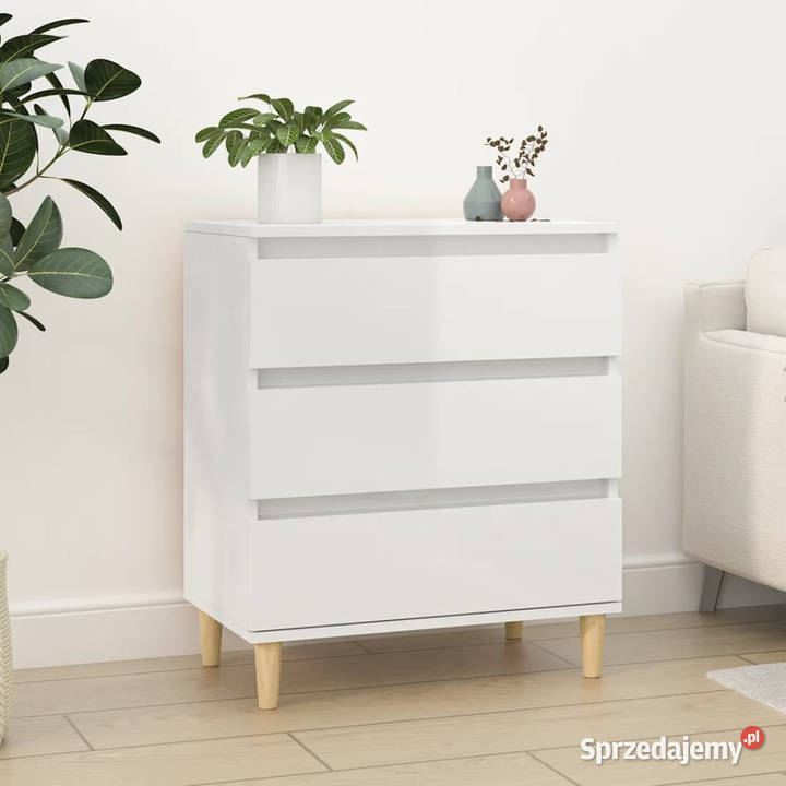 Komoda biała z połyskiem 60x35x70 materiał Warszawa