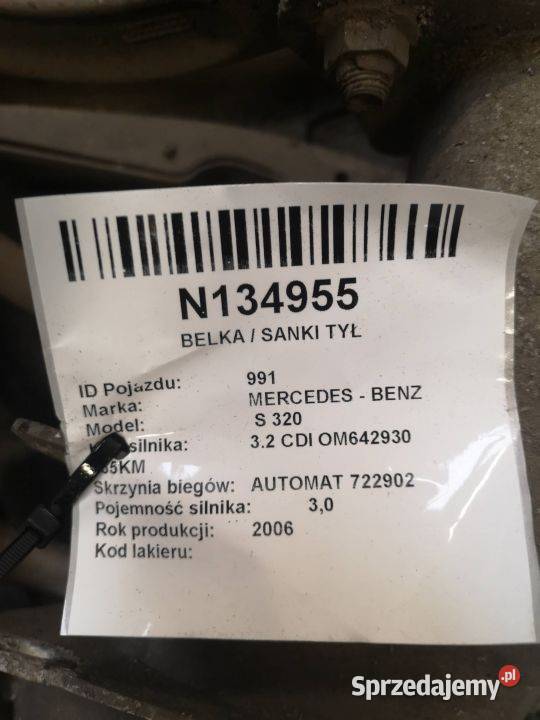 BELKA SANKI TYŁ 30 CDI W221 S 320