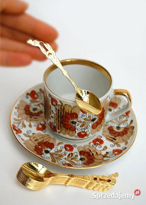 Platerowane złotem złote łyżeczki do kawy 12 Lublin