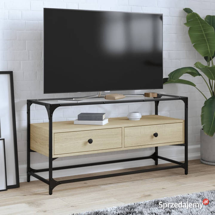 Szafka pod TV ze szklanym blatem dąb sonoma Warszawa sprzedam