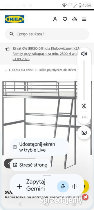 Łóżko piętrowe Ikea nowe Warszawa