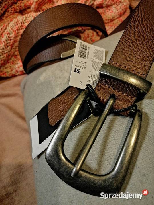 SKÓRZANY pasek Z metalową klamrą I okuciami wielkopolskie Leszno