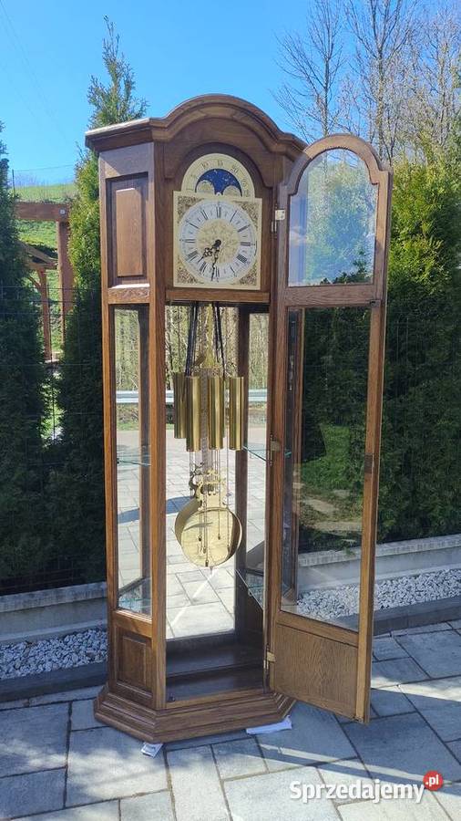 Zegar stojący w skrzyni dębowej witryna Iwonicz-Zdrój