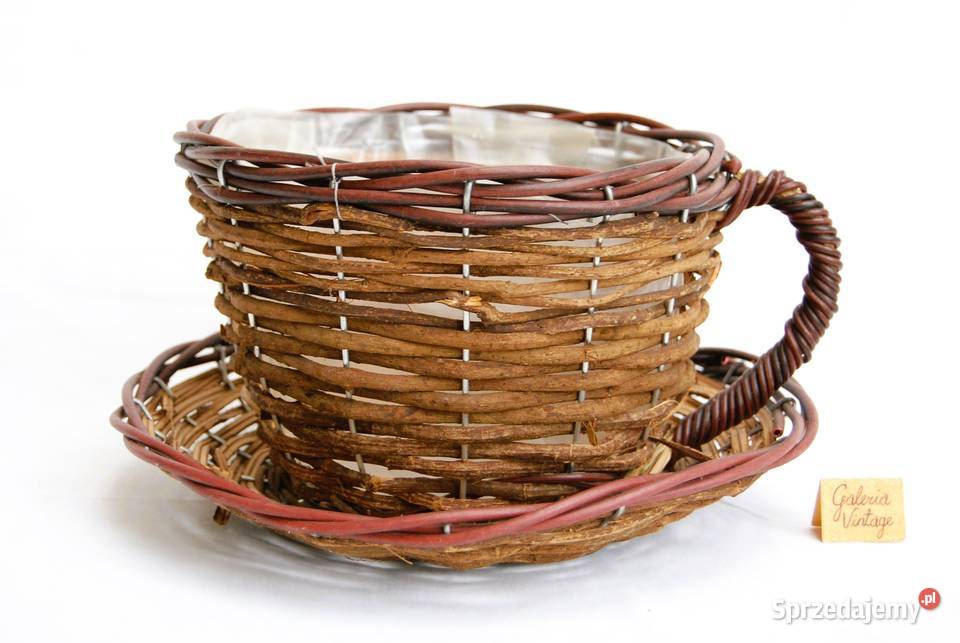 Filiżanka z wikliny osłonka wiklinowa pleciona Doniczki i osłonki Lublin