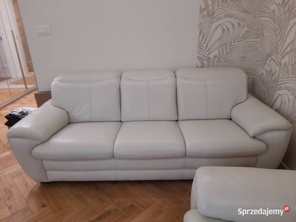 Kanapa skóra naturalna 3 osobowa biała Kraków