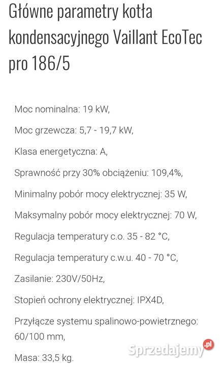 Pakiet kocioł Vaillant Ecotec Pro 186 wymiennik stal Radom