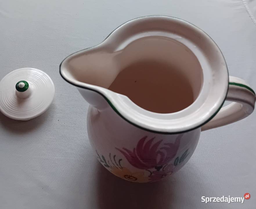 Fajansowy dzbanek art deco Hertwig Hatzhutte Porcelana i szkło Koźminek