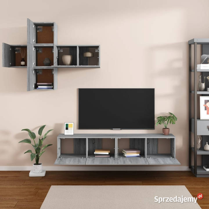 Zestaw 7 szafek TV szary dąb sonoma materiał mazowieckie Warszawa