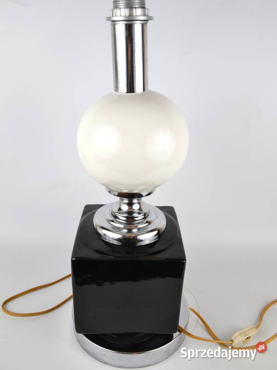 Lampa stołowa ceramika chrom Maison Barbie mazowieckie Bronisze