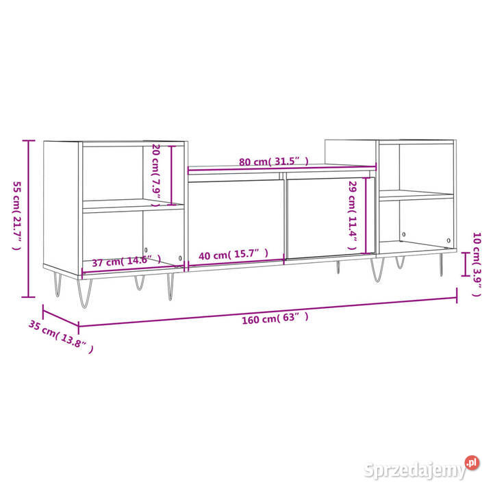 Szafka pod TV wysoki połysk biała 160x35x55 mazowieckie Warszawa