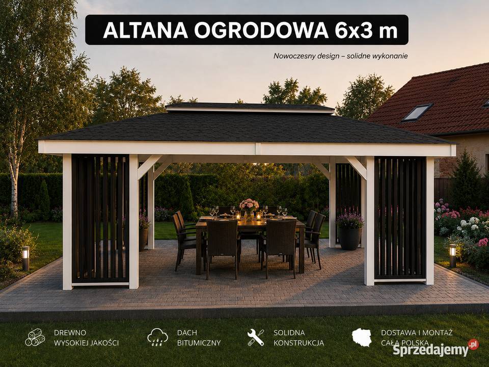 Nowoczesna altana ogrodowa drewniana 6x3 l wielkopolskie Konin