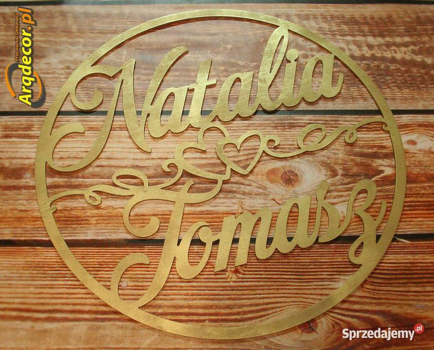 Duże koło z imionami pary młodej dekoracje Dekoracje i ozdoby Dębna