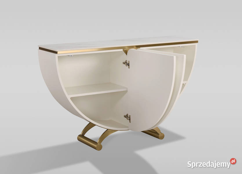 Biała konsola glamour półokrągła Vellora Golkowice