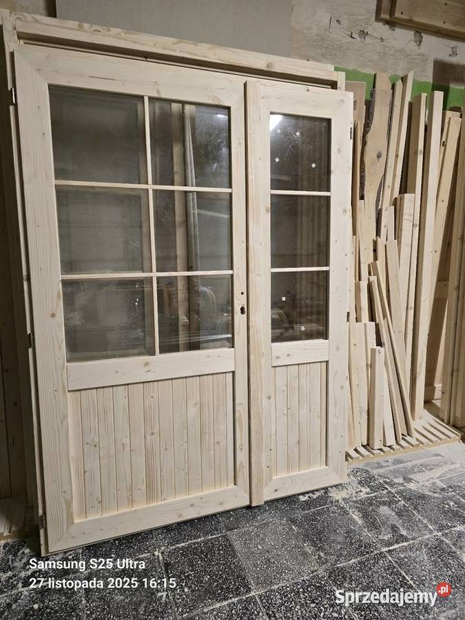 Drzwi drewniane tarasowe 150 x 200 Kraków sprzedam