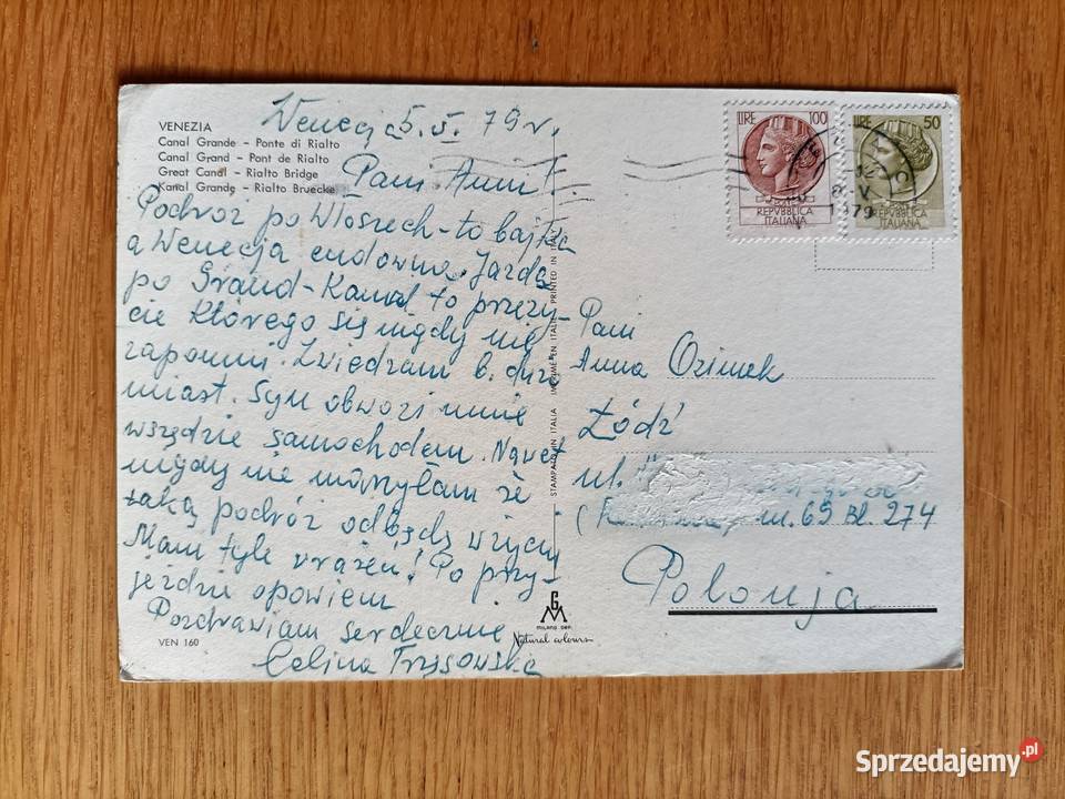 WENECJA WIDOK NA MOST ŁUKOWY RIALTO KANAŁEM Piszczac