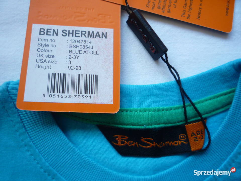 NOWA Ben Sherman 9298 Niebieska Koszulka Nadruk zachodniopomorskie Szczecin