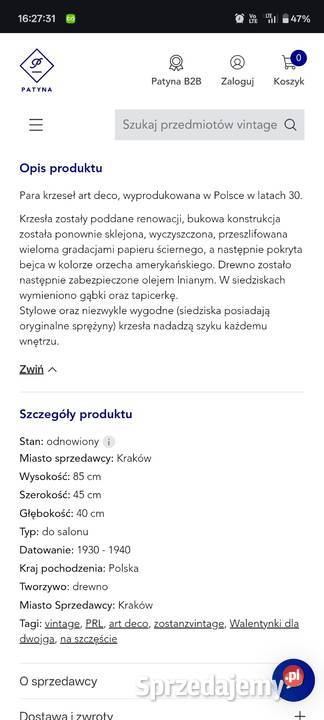 Krzesło gięte z okresu międzywojennego lata 3040 Meble małopolskie Kraków