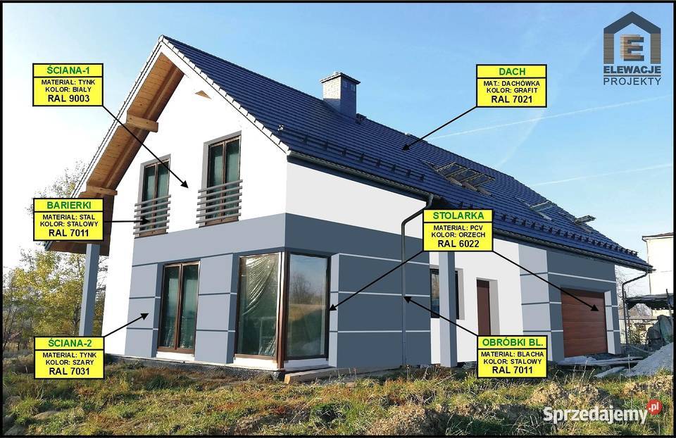 PROJEKT ELEWACJI DOMU jedna ściana Wrocław