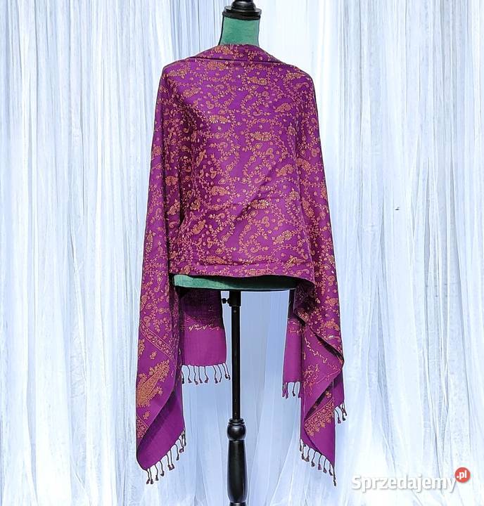 Szal orientalny fiolet indyjski haftowany haft Szczecin