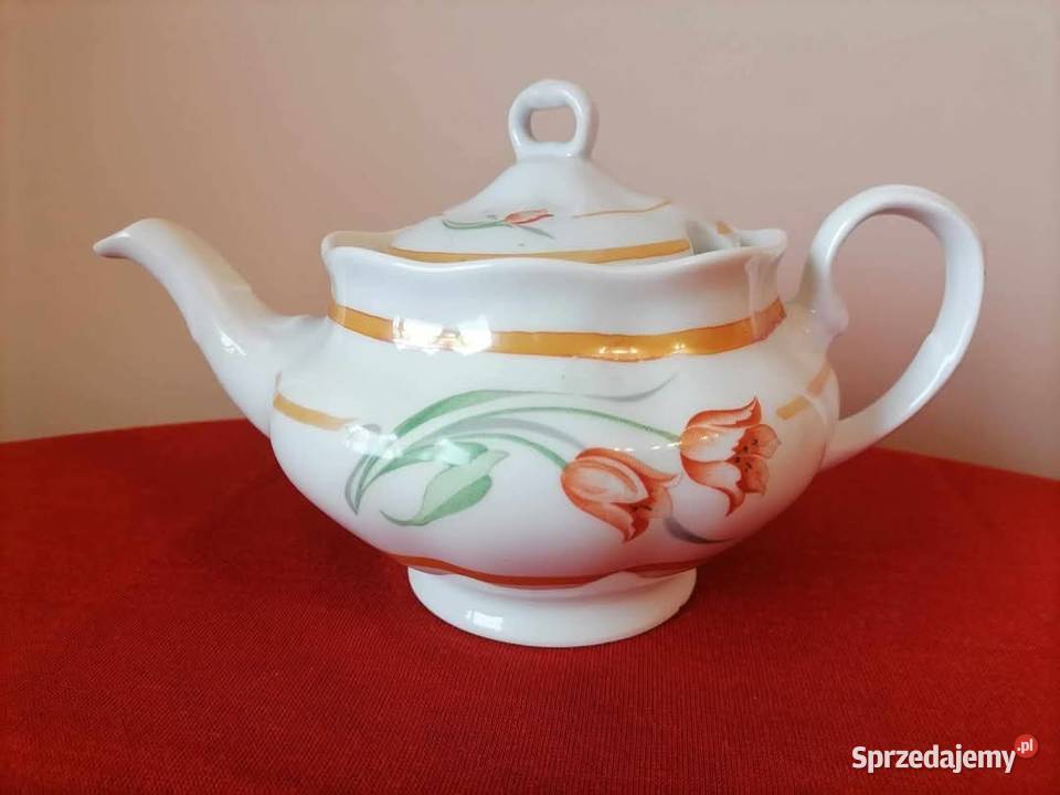 Duży Imbryk Dzbanek Porcelanowy Tulipan PRL Porcelana i szkło dolnośląskie Wałbrzych